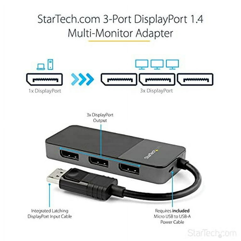 2-Port DisplayPort to USB-C MST Multi-Monitor Splitter