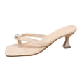 thumbnail image 6 of Rokment Pearl Kitten Heels Dress Slip on Sandals for Women Ladies Fashion Sexy Stiletto High Heeled Flip Flops Summer Square Toe Thongs Slides Bride Wedding White Size 8, 6 of 7