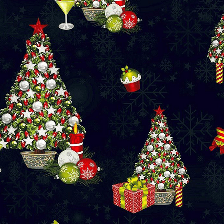 FREE SHIPPING!!! Martinis at Christmas - NAVY Prints 100% Cotton Quilting Fabric, DIY Projects by the Yard (Navy, Green, Red)