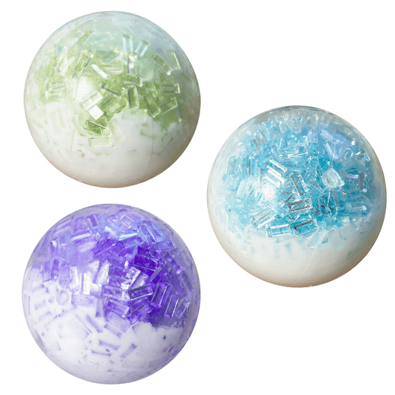 Ice Bar Squishy Ball, Clear Filled Crunchy ASMR Squeeze Fidget Toy, Moldable Non‑Rebound Sensory Toy for Kids & Adults, Anxiety Relief Novelty Desk Decor Party Favor Gift (Blue)