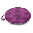 thumbnail image 1 of Abstract Round Floor Cushion with Handle, Hearts Shapes Curly Floral Ornaments Along Dots Motifs on Pinkish Background, Decorative Pillow for Living Room & Dorms, 18" Round, Dark Magenta, by Ambesonne, 1 of 4