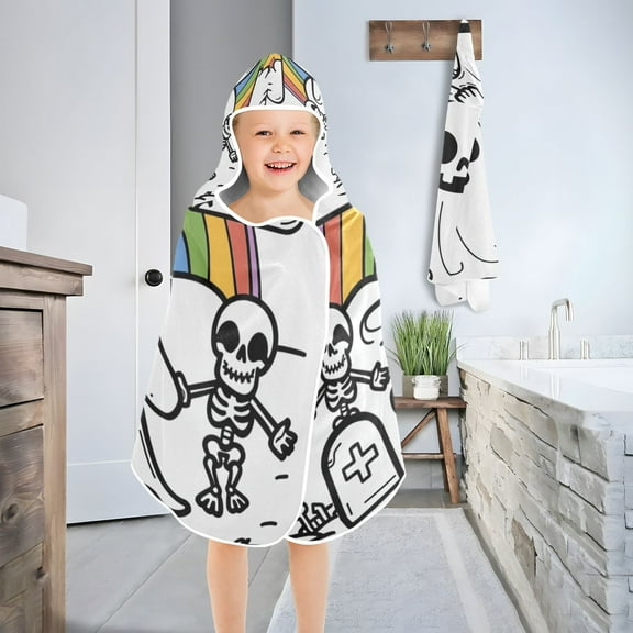 Gost Skeleton Rainbow Toddler Bath Towel Baby Kid Bath Towels Beach Towel Super Soft and Absorbent for Girl Boy