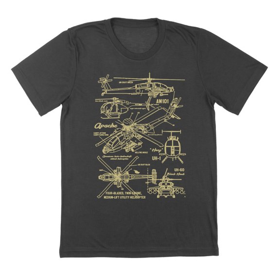 Usa Helicopters Americana Graphic Charcoal Mens T-Shirt