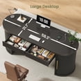 thumbnail image 5 of Modern Executive Desk with 2 Drawers, 58.3" x 21.7" Fluted Computer Desk with 2 Sliding Doors Storage, Home Office Desk, 5 of 7
