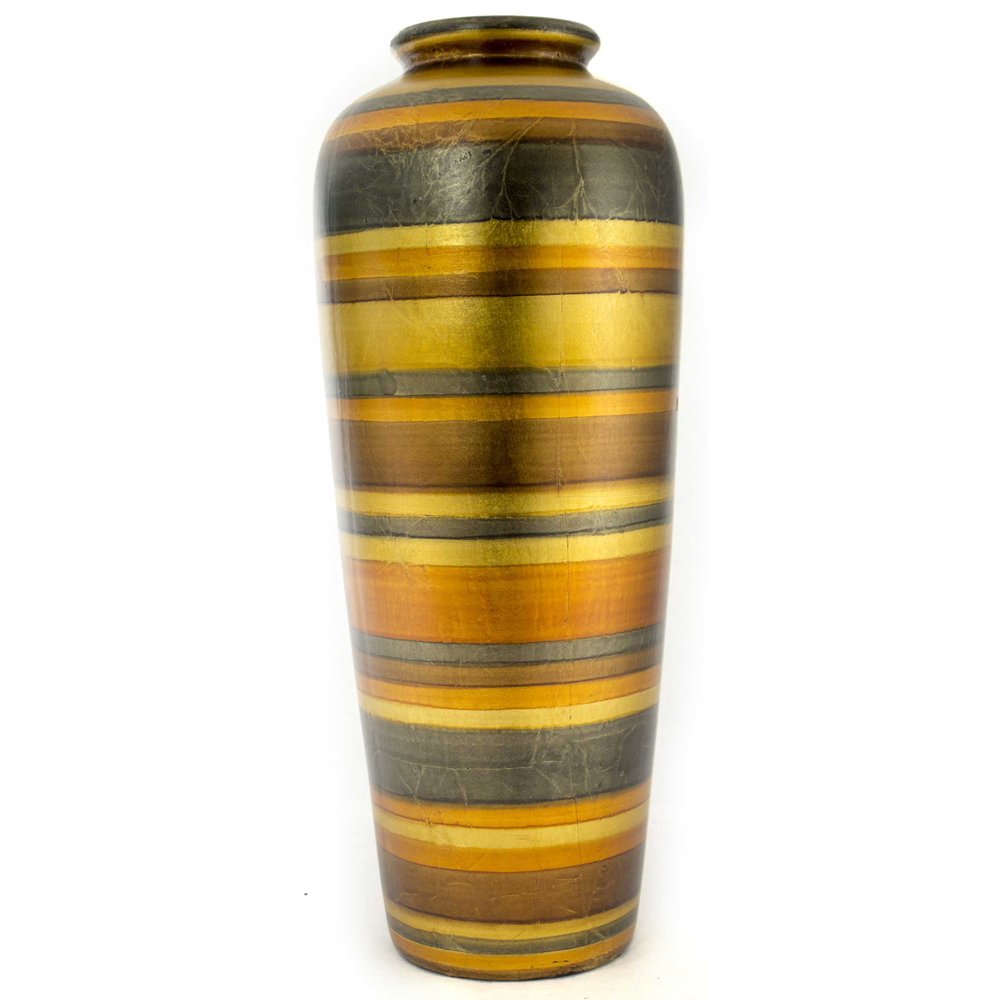 20" Ceramic Water Jug Floor Vase Ceramic, Satin In Gold. Copper