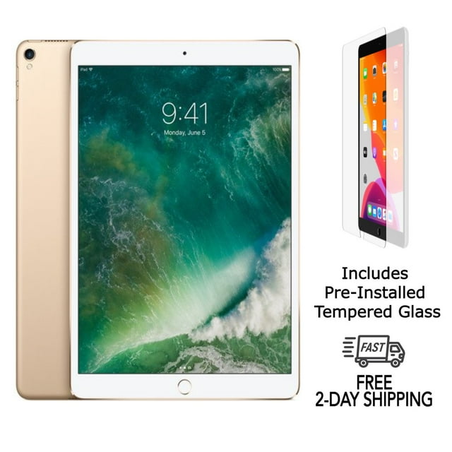 Refurbished Apple iPad Pro 10.5 A1709 (WiFi + Cellular Unlocked) 512GB Gold (Grade A+) w/ Pre-Installed Tempered Glass