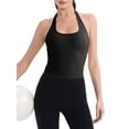 thumbnail image 3 of Women'S Halter Crop Top V Neck Workout Going Out Tank Top Sleeveless Backless Trendy Summer Camisole Black L, 3 of 8