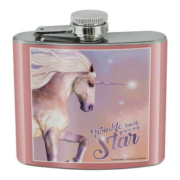 Twinkle Twinkle You're My Star Magical Unicorn Stainless Steel 5oz Hip Drink Kidney Flask