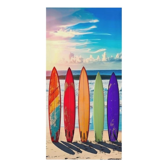 RKSupls Colorful Surfboards Beach Sky Microfiber Beach Towel Absorbent Compact Towels for Swimming Pool Beach Travel Things for Vacation Essentials Adult Gift,61.4×30.3Inch