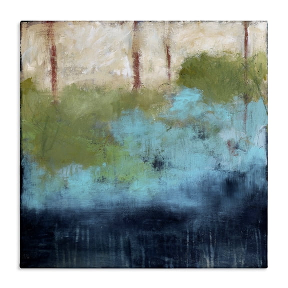 Stupell Industries Contemporary Forest Floor River Abstraction Blue Green Brown Canvas Art, 17 x 17, by Judi Bagnato