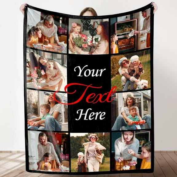 AISENIN Custom Blankets Gifts for Girlfriend Boyfriend Family Custom Blanket Wife and Husband Photo for Meaningful Day Valentines Day Birthday Christmas 10 Photos 50*60Inch