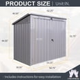 thumbnail image 3 of Metal Outdoor Garbage Bin Shed for 2 Trash Cans WIth Sloped Roof Gray, 3 of 7