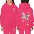 thumbnail image 2 of Toddler Sweatshirt Girls Kids Kids Hooded Tracksuit Unisex Two Piece Hoodie Sweatshirt Sweatpants Set Clothing Hot Pink Size 3-4T, 2 of 4