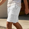 thumbnail image 6 of Workout Shorts Men Baeitkot Men's Solid Color Drawstring Multi-Pocket Cargo Shorts Casual Bottoms, 6 of 7