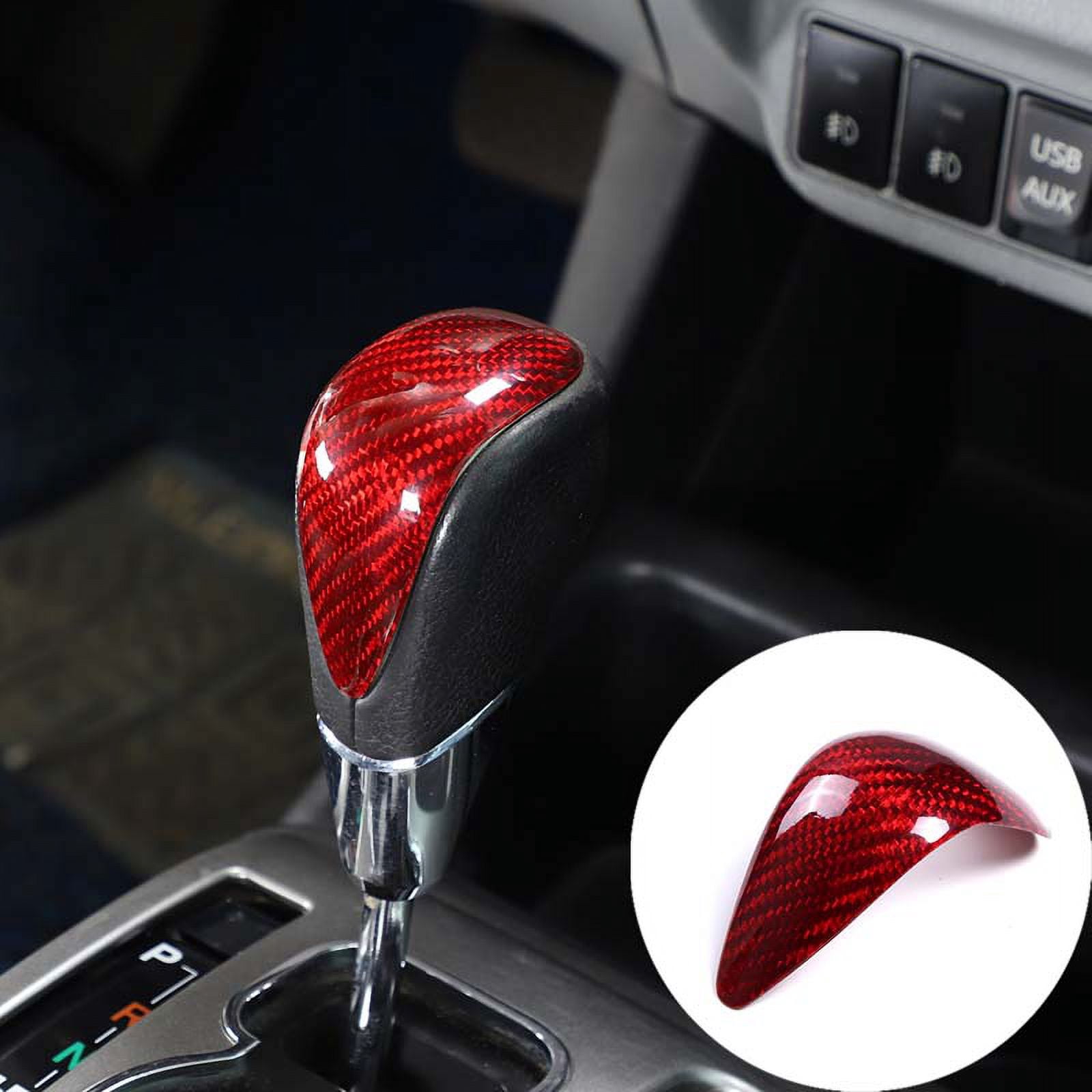 TINKI Real Carbon Fiber Car Gear Shift Knob Head Cover Trim Stickers for Toyota Tacoma 2011 2012 2013 2014 2015 Alpha 2011 2012 2013 2014
