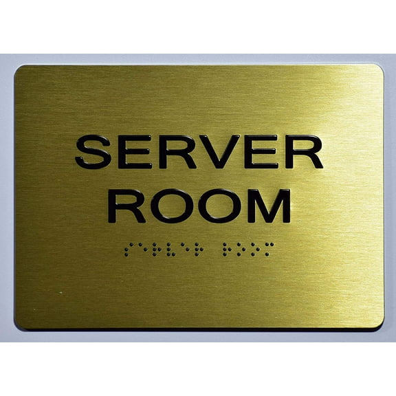 Server Room Sign - Gold(Aluminium, Gold/Black,Size 5x7) The Sensation line