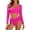 swimsuit 78#Pink, variant on Womens Bathing Suits U Neck Sun Protection Long Sleeve Rash Guard Swim Top and High Waist Bottoms Solid Color Swimwear Casual Beach Outdoor,Black,L