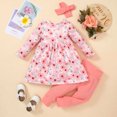 thumbnail image 2 of Odeerbi Baby Girls Boys Clothes Baby Outfits Shirts Sets Spring Autumn Infant Toddler Bow Long-Sleeved Floral Top Solid Color Trousers 3 PC Set, 2 of 6