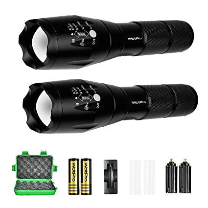 Adjustable Focus and 5 Light Modes for Camping Hiking Emergency Fenebort 6000 Lumens XML T6 Ultra Bright LED Flashlight