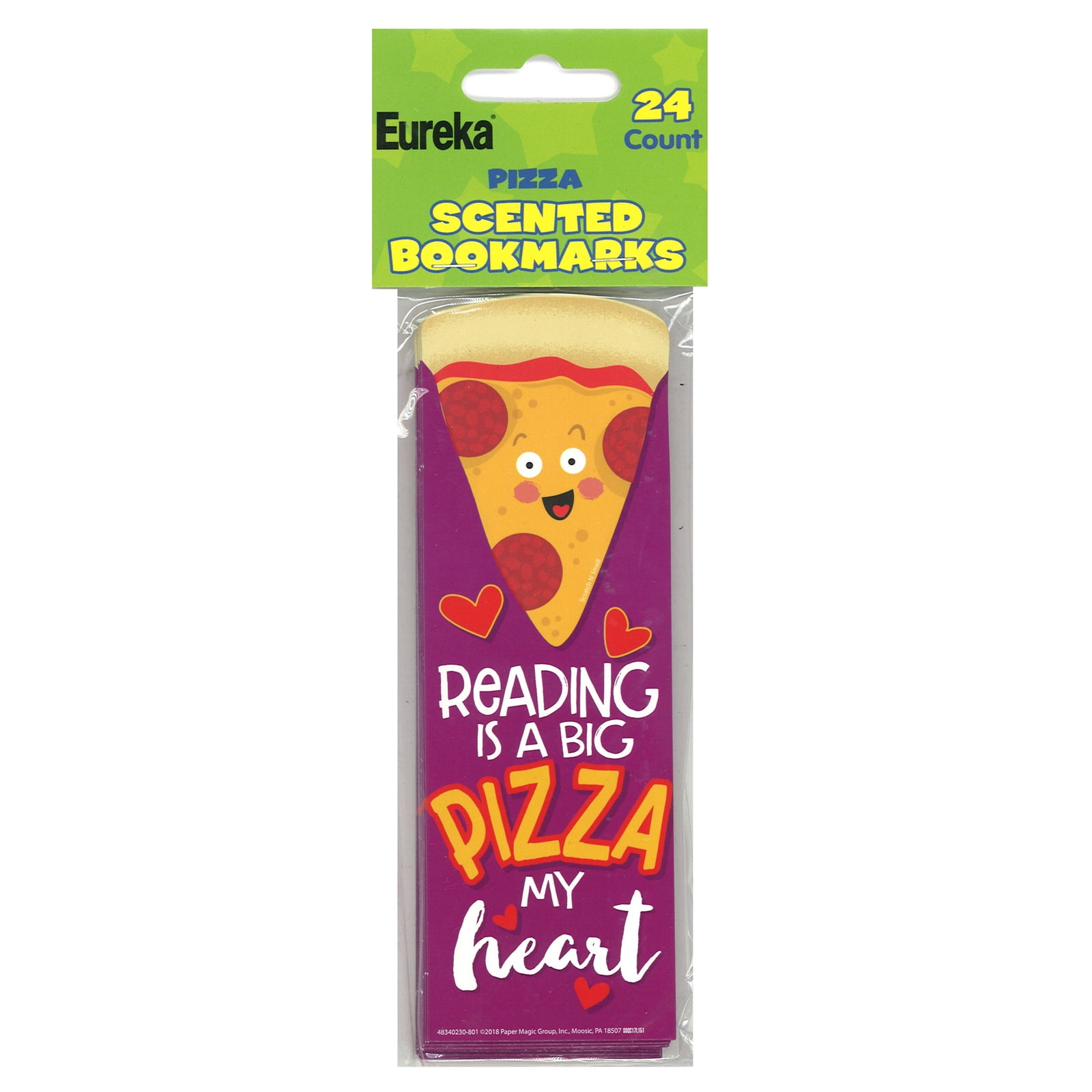 Eureka Pizza Scented Bookmarks, 24 Per Pack, 3 Packs