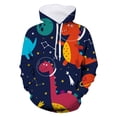 thumbnail image 2 of Girls Hoodie Little Kids Teen Hooded Unisex 3D Galaxy Dinosaur Printed Pullover with Pocket Sweatshirt Size 5-6, 2 of 3