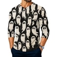 thumbnail image 2 of Domuza Halloween Henley Shirts Men Horror Novelty Print Casual Long Sleeve Button Down Basic T-Shirt Moisture Wicking Regular Fit Pullover 2XL, 2 of 4