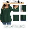 thumbnail image 5 of Mengpipi Womens Plus Size Tops Criss Cross V Neck Long Sleeve Fall Casual Shirt 1X-5X, 5 of 6