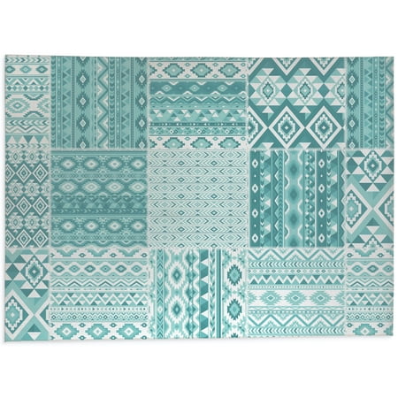 

Patchwork Tahoe Teal Kitchen Mat by Kavka Designs
