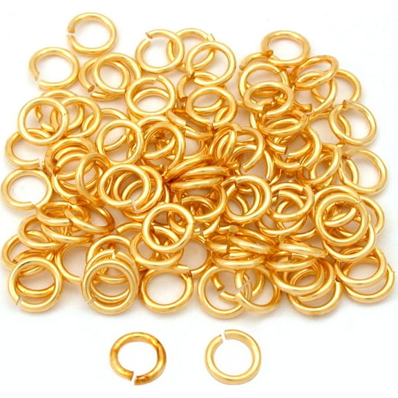 100 Gold Plated Open Jump Rings Connectors Findings 7mm