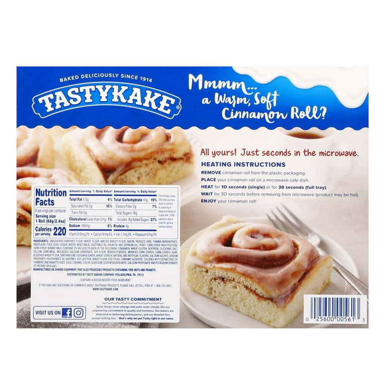 Tastykake, Cinnamon Rolls, 6 ct, Family Pack, Sweet Snacks