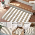 thumbnail image 6 of Beige Striped Large Area Rugs for Bedroom Living Room, Soft Non Slip Carpet Bedside Rug, Modern Farmhouse Beige White Stripes Rectangular Floor Cover Kitchen Accent Rug 2'x3' for Dining Room/Office, 6 of 9