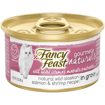Gravy Recipe - (12 Pack) Fancy Feast Gourmet Naturals Grain Free Wild Alaskan Salmon & Shrimp Recipe in Gravy Adult Wet Cat Food, 3 oz. Cans