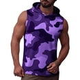 thumbnail image 6 of YLSDY Men's Camouflage Sleeveless Hooded Vest, Basic Drawstring Pullover for Sports and Casual Outfits Purple M, 6 of 9