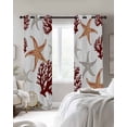 thumbnail image 3 of Brown Starfish Coastal Blackout Curtains 39 Inches Long, Coral Nautical Summer Ocean Thermal Insulated Black Out Curtains, Short Darkening Window Curtain Drapes for Cafe Bedroom 27.5"x39" 2 Panels, 3 of 9