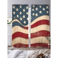 thumbnail image 3 of Sheer Curtains 96 Inches Long, Vintage American Flag Light Filtering Window Curtains for Living Room/Bedroom, Blue Red White Star US Flag Rod Pocket Voile Sheer Curtain Drapes, 52"W x 96"L, 2 Panels, 3 of 8