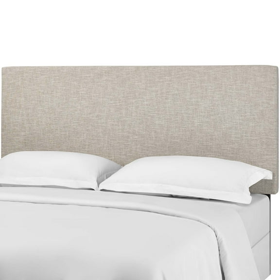 Contemporary Modern Urban Designer Bedroom Full and Queen Size Headbaord, Fabric, Beige