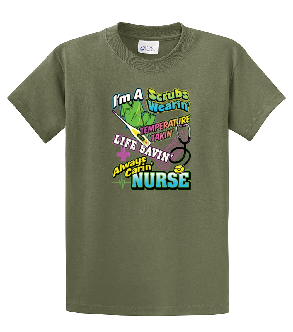 Nurse Short Sleeve T-shirt I'm A Scrubs Wearin' CNA Assistant Plus Funny Tee - Picture 57 of 104