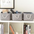 thumbnail image 5 of Cestas de Almacenamiento de Tela para Organizar 3pcs,HONGHCL Cestas Decorativas de Almacenamiento con Asas,Cestas de Tela Organizadoras de Grandes de Plegable para Ropa Juguetes,40*30*21cm cm(Gris), 5 of 5