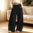 thumbnail image 3 of Sentuca Girls Wide Leg Sweatpants, Baggy Barrel Fleece Track Pants with Pockets Fall Winter Casual Tween Trousers Size 12-13Y Black, 3 of 8