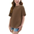 thumbnail image 7 of Gamivast Girls Oversized Tshirts Crew Neck Cotton Tunic Tops Short Sleeve Basic Tops Loose Fit Vacation Casual Plus Size Tops Brown 10-12 Camiseta De Para Niños, 7 of 7