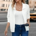 thumbnail image 4 of Scyoekwg Fall Cardigans for Women Zipper Lapel Short Coats Trendy Casual Solid Color Lightweight Loose Fall Coats Long Sleeve Cardigan(White,XL), 4 of 5