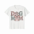 thumbnail image 1 of Camiseta de cuello redondo con estampado de mamá perruna para mujer: camiseta informal holgada de manga corta con lazo rosa y estampado de huella, perfecta para el Día de la Madre, para cualquier époc, 1 of 6