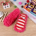 thumbnail image 6 of WEUVEB Red Chenille Microfiber Mop Slippers for Home Floor Cleaning, Anti-Skid, , Comfortable, Size Large, 6 of 7
