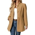 thumbnail image 2 of ClodeEU Women's High Neck Long Sleeve Mid Length Wool Blend Coat,Casual Loose Coat with Pockets Yellow,Women's Plus XL, 2 of 8