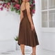 thumbnail image 5 of Vestido ajustado con cintura entallada y cordón ajustable para mujer - Vestido de fiesta sin mangas con cuello cuadrado y tirantes, con cremallera en la espalda (XS-XXL), 5 of 6