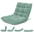 thumbnail image 1 of Costway Chaise de Sol Réglable à 14 Positions, Chaise de Jeu Paresseuse Pliante, Sofa Coussiné, Neuf, Vert, 1 of 10