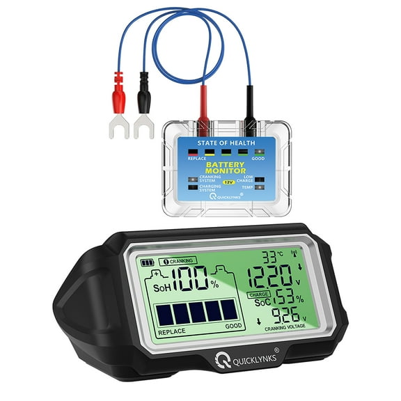 QUICKLYNKS BM5-D 12V LED Battery Tester Head Up Display, Professional Battery Health Tester SOH SOC Charging Battery Analyzer Diagnostic Tool