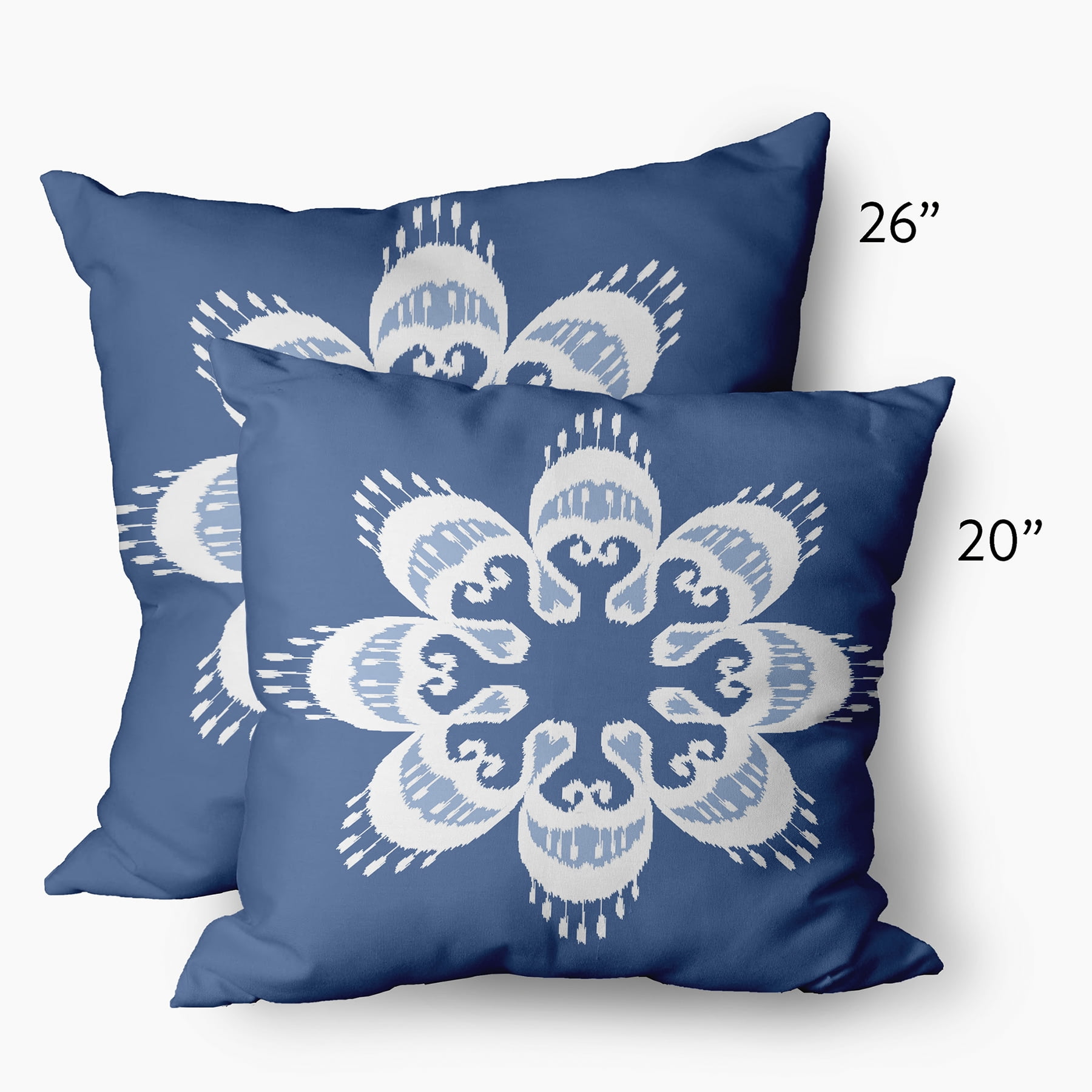 Simply Daisy 20 in x 20 in French Country Blue Medallion Polyester Throw Pillow