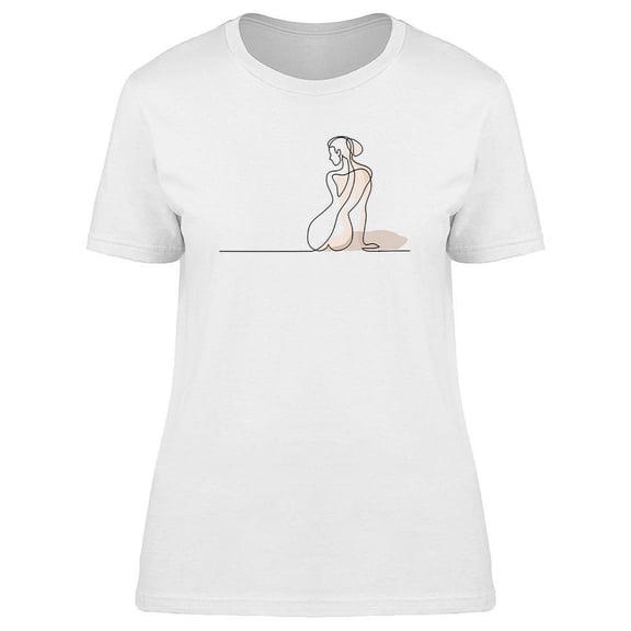 Nude Woman Sitting Back  T-Shirt Women -Image by Shutterstock, Female Large