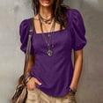thumbnail image 2 of CHGBMOK Womens Summer Peplum Tops Sqaure Neck Ruffle Sleeve Blouses Fit Flowy Shirts Solid Casual Tees, 2 of 7
